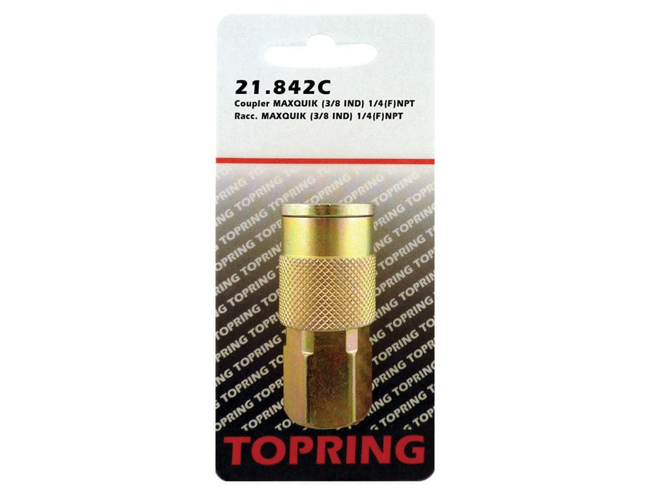 TOPRING Quick Couplers 21.842C : Topring Quick Couplers : COUPLER MAXQUIK (3/8 INDUSTRIAL) 1/4 (F) NPT (MANUAL)
