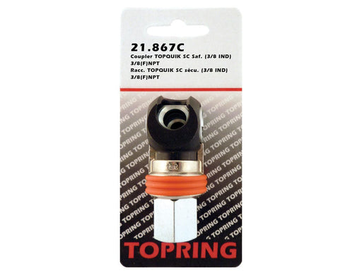 TOPRING Quick Couplers 21.867C : Topring Quick Couplers : COUPLER TOPQUIK SC SAFETY (3/8 INDUSTRIAL) 3/8 (F) NPT (MANUAL)