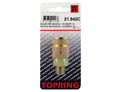 TOPRING Quick Couplers 21.942C : Topring Quick Couplers : COUPLER MAXQUIK (3/8 INDUSTRIAL) 1/4 (M) NPT (MANUAL)