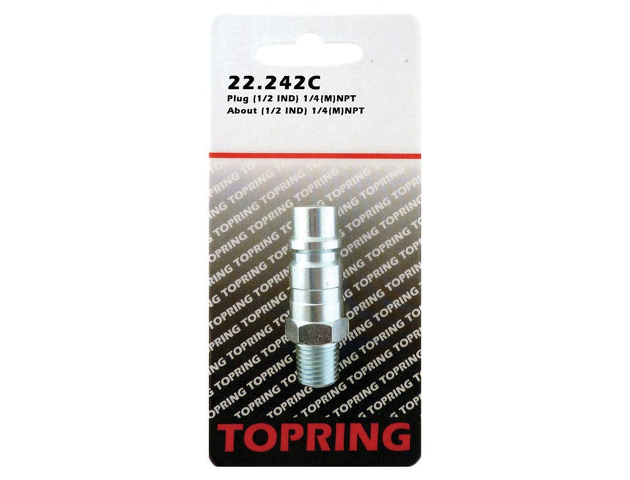 TOPRING Quick Couplers 22.242C : Topring Quick Couplers : PLUG (1/2 INDUSTRIAL) 1/4 (M) NPT