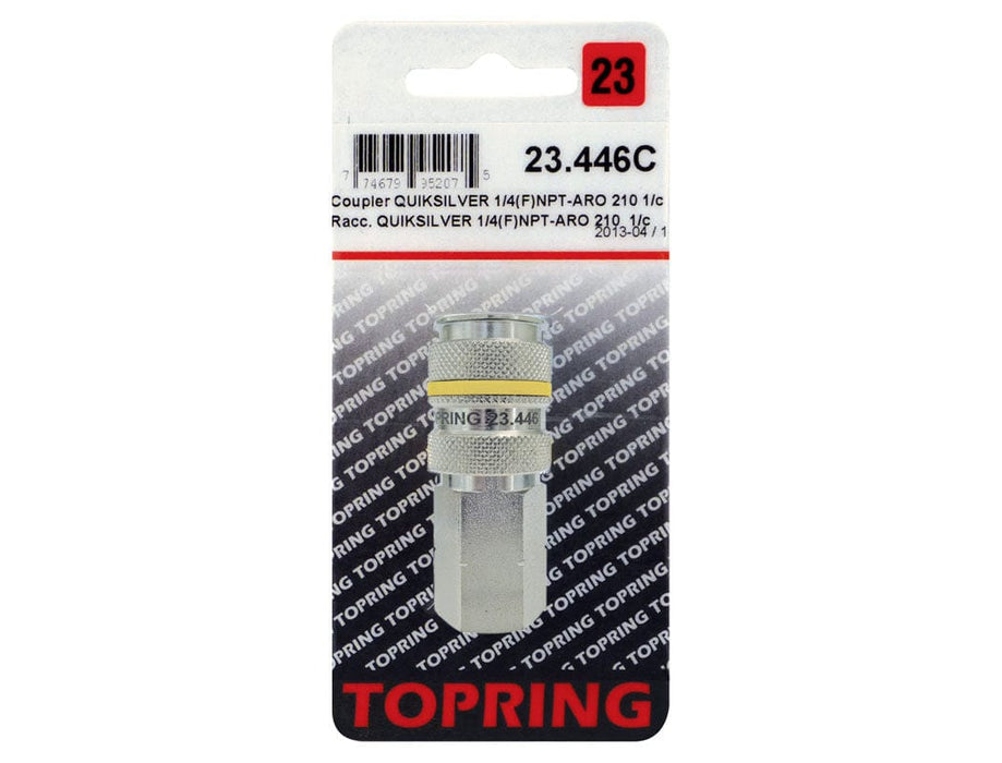 TOPRING Quick Couplers 23.446C : Topring Quick Couplers : COUPLER QUIKSILVER (ARO 210) 1/4 (F) NPT (AUTOMATIC)