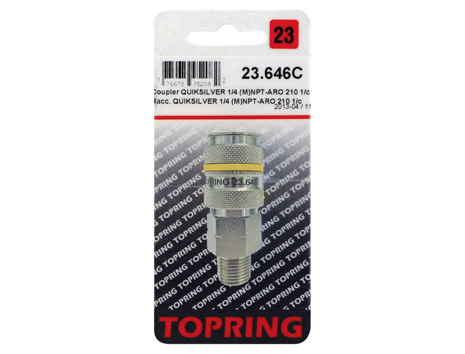 TOPRING Quick Couplers 23.646C : Topring Quick Couplers : COUPLER QUIKSILVER (ARO 210) 1/4 (M) NPT (AUTOMATIC)