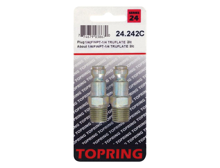 TOPRING Quick Couplers 24.242C : Topring Quick Couplers : PLUG (1/4 TRUFLATE) 1/4 (M) NPT 2PCS/C
