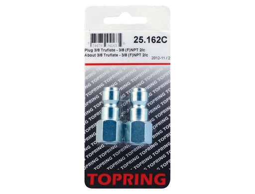 TOPRING Quick Couplers 25.162C : Topring Quick Couplers : PLUG (3/8 TRUFLATE) 3/8 (F) NPT (MANUAL) 2PCS/C