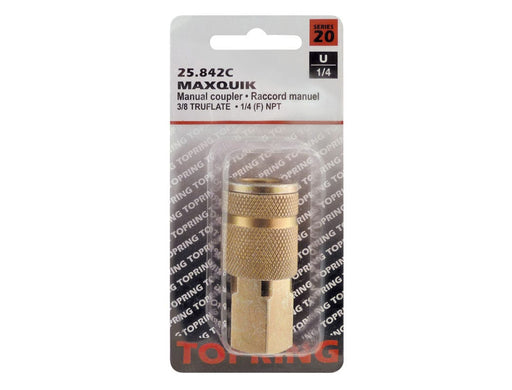 TOPRING Quick Couplers 25.842C : Topring Quick Couplers : COUPLER MAXQUIK (3/8 TRUFLATE) 1/4 (F) NPT (MANUAL)