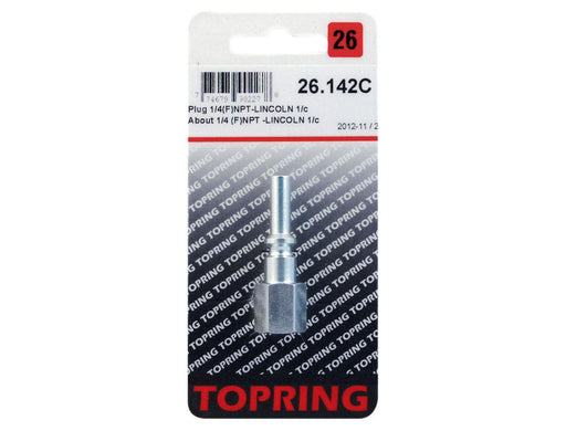 TOPRING Quick Couplers 26.142C : Topring Quick Couplers : PLUG (LINCOLN) 1/4 (F) NPT