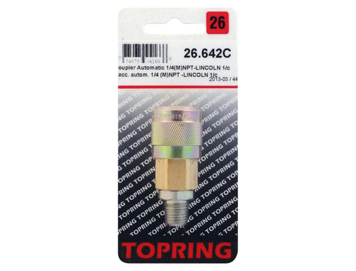 TOPRING Quick Couplers 26.642C : Topring Quick Couplers : COUPLER AUTOMAX (LINCOLN) 1/4 (M) NPT (AUTOMATIC)