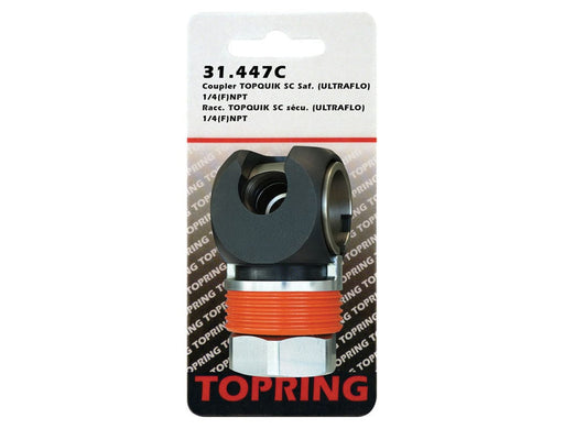 TOPRING Quick Couplers 31.447C : Topring Quick Couplers : COUPLER TOPQUIK SC SAFETY (ULTRAFLO) 1/4 (F) NPT (MANUAL)