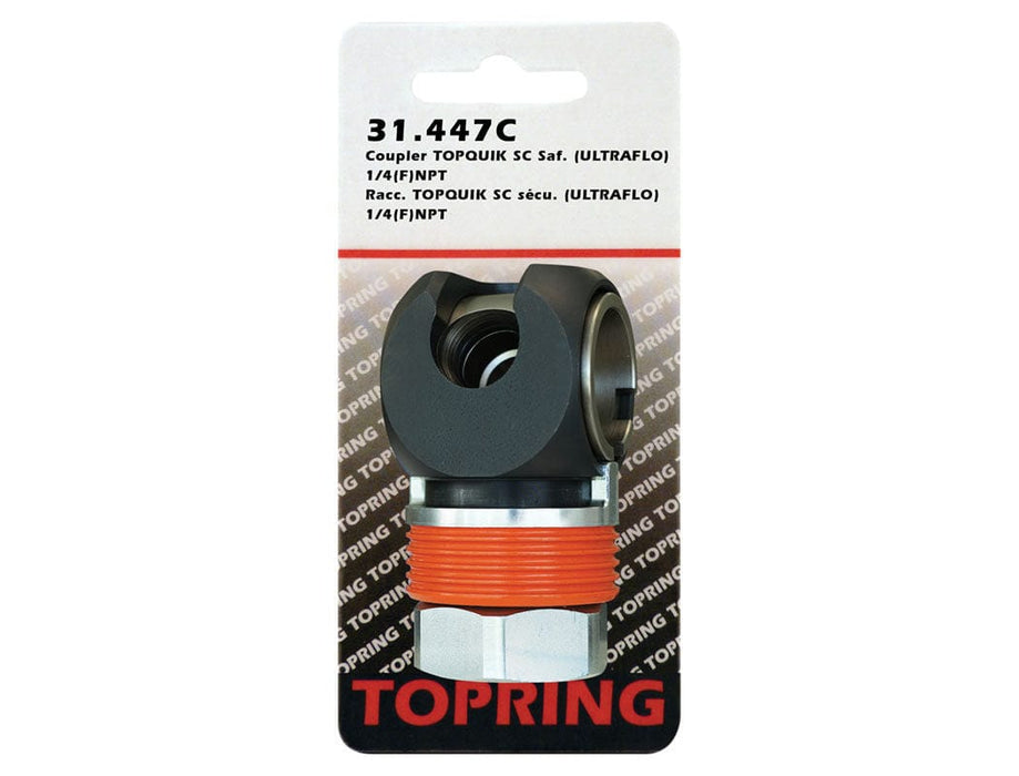 TOPRING Quick Couplers 31.447C : Topring Quick Couplers : COUPLER TOPQUIK SC SAFETY (ULTRAFLO) 1/4 (F) NPT (MANUAL)