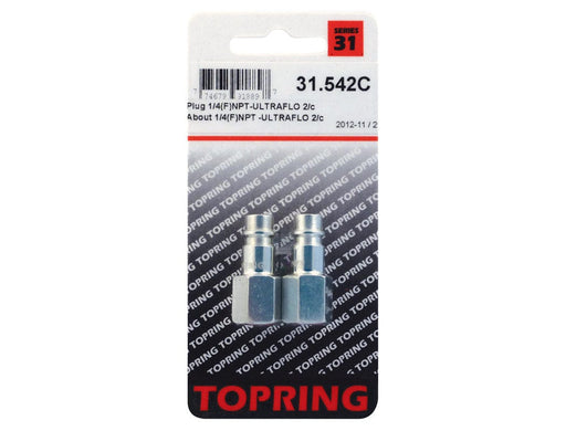 TOPRING Quick Couplers 31.542C : Topring Quick Couplers : PLUG (ULTRAFLO) 1/4 (F) NPT 2PCS/C