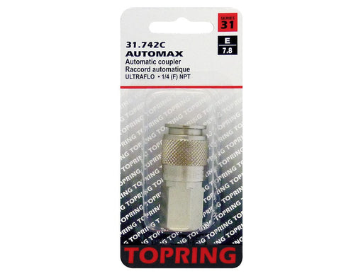 TOPRING Quick Couplers 31.742C : Topring Quick Couplers : COUPLER AUTOMAX (ULTRAFLO) (AUTOMATIC) 1/4 (F) NPT