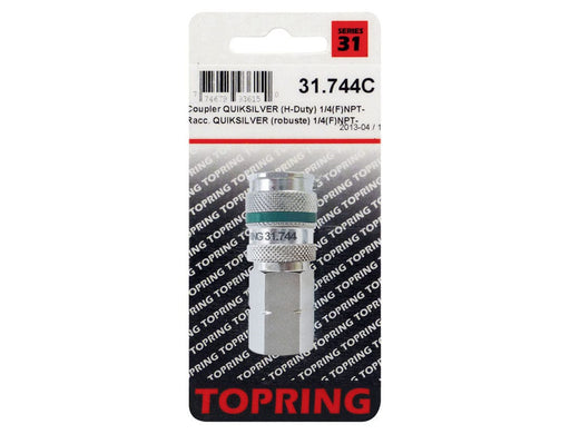TOPRING Quick Couplers 31.744C : Topring Quick Couplers : COUPLER QUIKSILVER (ULTRAFLO) (AUTOMATIC) 1/4 (F) NPT