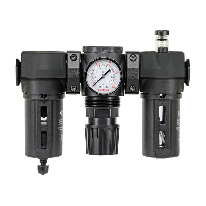 TOPRING S50 Series FRL 50.530A : TOPRING FILTER + REGULATOR + LUBRICATOR 3/8 (F) NPT MANUAL WITH STANDARD BOWL 0-150 PSI MODULAIR 300