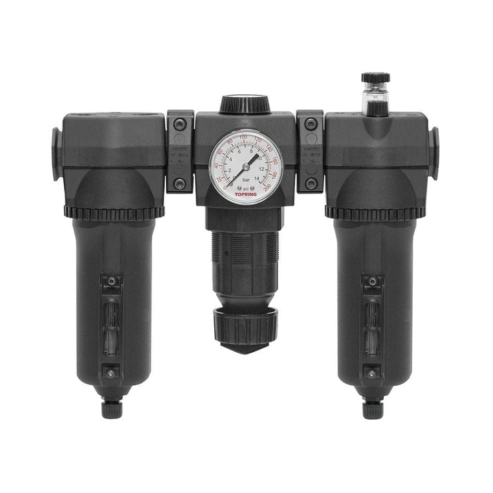 TOPRING S50 Series FRL 50.542A : TOPRING FILTER + REGULATOR + LUBRICATOR 1/2 (F) NPT MANUAL WITH METAL BOWL 0-200 PSI MODULAIR 400