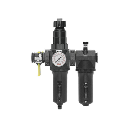 TOPRING S50 Series FRL 50.643A1 : TOPRING Filter/Regulator + Lubricator 1/2 Automatic Drain With Metal Bowl, Lockout Valvue and Gauge Modulair 400