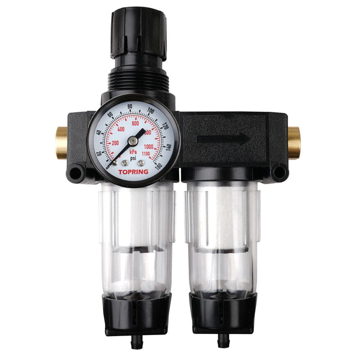 TOPRING S50 Series FRL 50.660A : TOPRING FILTER/REGULATOR + COALESCING FILTER 1/4 (F) NPT MANUAL DRAIN WITH GAUGE MODULAIR 200