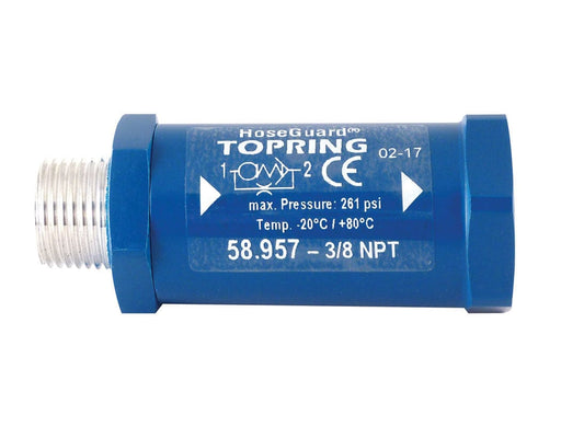 TOPRING S58 Anti Hose Whip safety valve 58.957 : TOPRING ANTI-HOSE WHIP SAFETY VALVE HOSEGUARD 3/8 (M-F) NPT 33 SCFM
