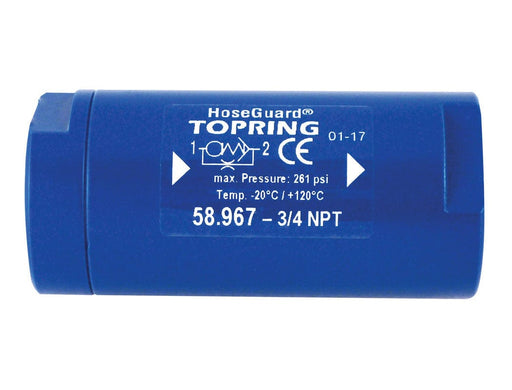 TOPRING S58 Anti Hose Whip safety valve 58.967 : TOPRING ANTI-HOSE WHIP SAFETY VALVE HOSEGUARD 3/4 (F-F) NPT 127 SCFM