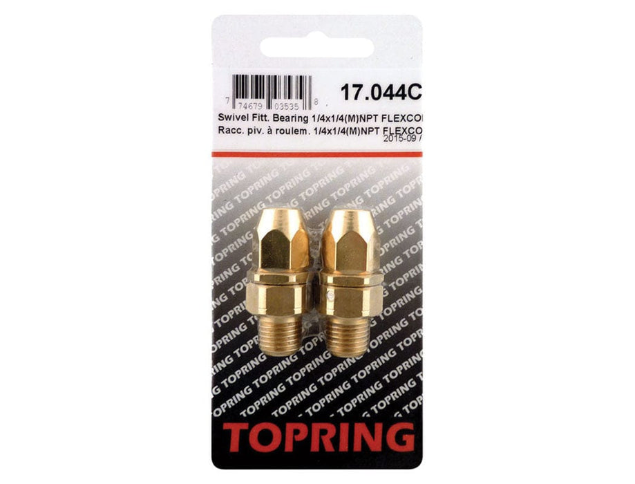 TOPRING Self-Storing Hoses 17.044C : TOPRING SWIVEL FITTING 1/4 X 1/4 (M) NPT FLEXCOIL 2PCS/C
(PACK OF 2 PCS.)