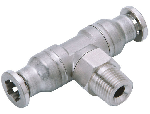 TOPRING Stainless Push-to-Connect Fittings 43.590 : MALE SWIVEL BRANCH TEE 4 MM X 1/8 (M) BSPT STAINLESS STEEL TOPFIT