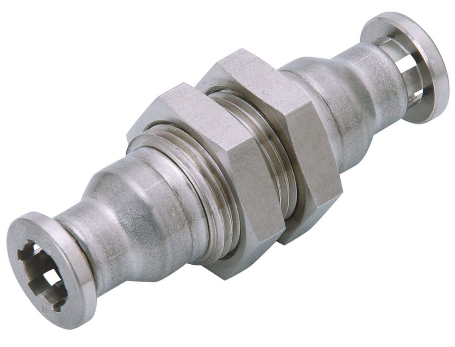 TOPRING Stainless Push-to-Connect Fittings 43.748 : UNION BULKHEAD 8 MM STAINLESS STEEL TOPFIT