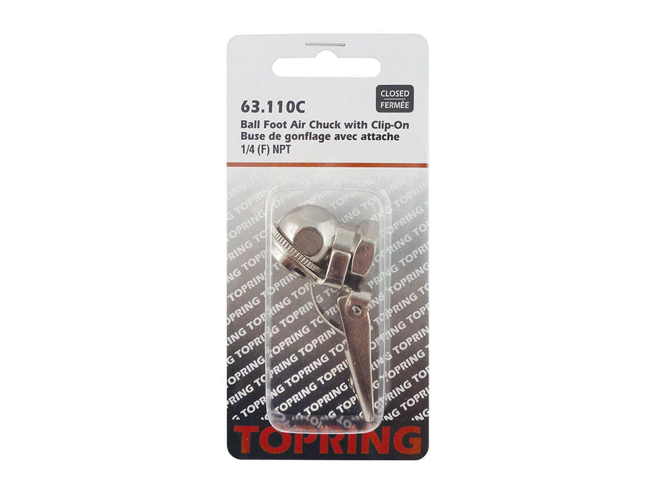 TOPRING Tire Inflation 63.110C : TOPRING AIR CHUCK BALL FOOT CLIP-ON 1/4 (F) NPT CLOSED