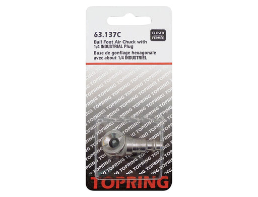 TOPRING Tire Inflation 63.137C : TOPRING AIR CHUCK BALL FOOT W/ 1/4 INDUSTRIAL PLUG CLOSED