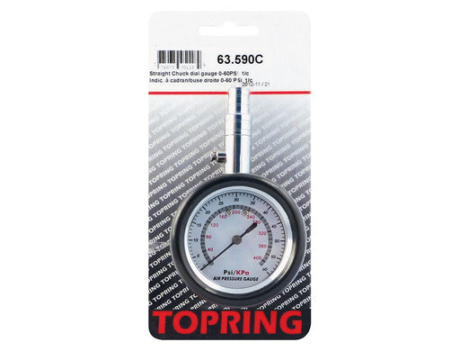 TOPRING Tire Inflation 63.590C : TOPRING TIRE GAUGE DIAL/STRAIGHT 0-60 PSI